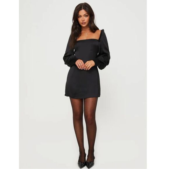 Princess Polly Cottee Satin Mini Dress Black New! - Picture 3 of 15